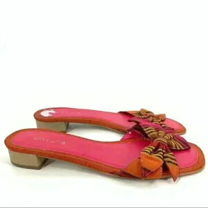 Unisa womens sandals size 6.5 Carissa multicolored bow stripes square toe 90s